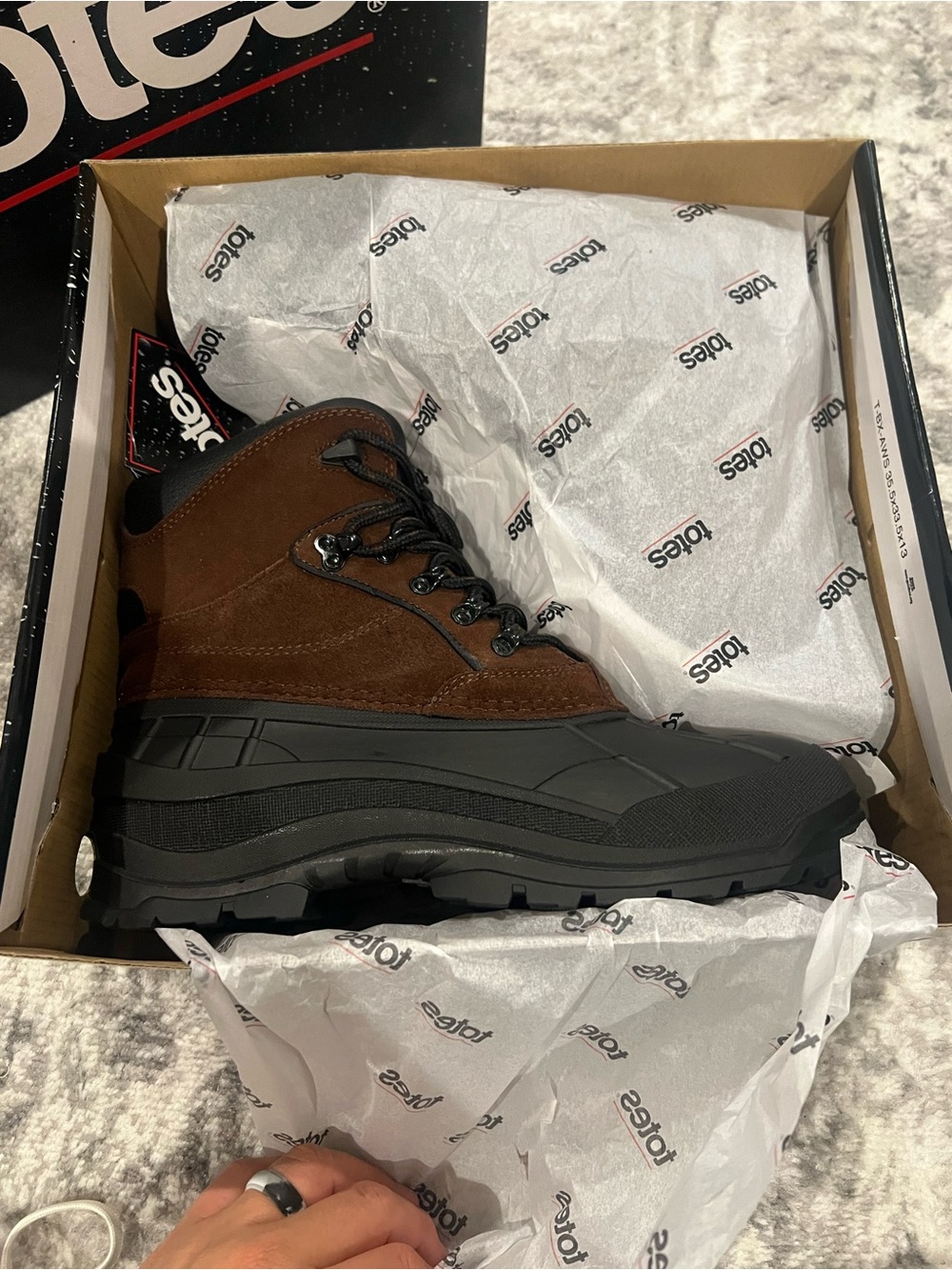 totes Brown Suede Waterproof Trail Boot with Black Rubber Lower